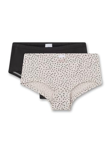 Sanetta Mädchen-Cutbrief (Doppelpack) Schwarz & Beige | Hochwertige und nachhaltige Unterhose für Mädchen aus Bio-Baumwolle. Inhalt: 2er Set Unterwäsche für Mädchen von Sanetta