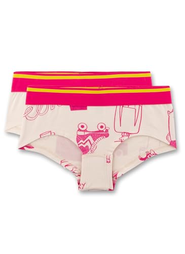 Sanetta Mädchen-Cutbrief (Doppelpack) beige und beige mit Motivprint pink | Hochwertige und nachhaltige Unterhose für Mädchen aus Baumwoll-Mix. Inhalt: 2er Set Unterwäsche für Mädchen von Sanetta