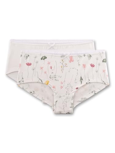 Sanetta Mädchen-Hipster (Doppelpack) beige Blumen | Hochwertige und nachhaltige Unterhose für Mädchen aus Baumwoll-Modal-Mix. von Sanetta