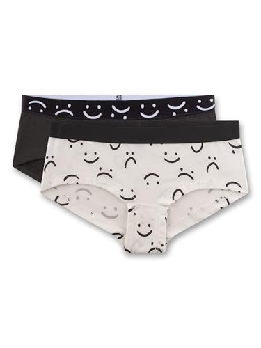 Sanetta Mädchen-Hipster (Doppelpack) schwarz & weiß Gesichter | Hochwertige und nachhaltige Unterhose für Mädchen aus Baumwoll-Mix. von Sanetta