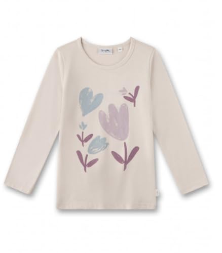 Sanetta Mädchen-Langarmshirt Beige | Hochwertiges und gemütliches Shirt aus Bio-Baumwolle für Mädchen. Langarm Shirt mit Blumen-Motiv | Kinder Bekleidung von Sanetta