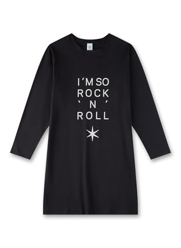 Sanetta Mädchen-Nachthemd Schwarz | Nachhaltiges und angenehmes Nachthemd aus Baumwolle für Mädchen. Nachtwäsche für Mädchen 128 von Sanetta