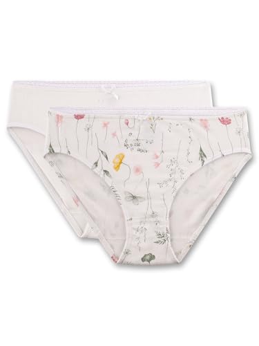 Sanetta Mädchen-Rioslip (Doppelpack) beige Blumen | Hochwertige und nachhaltige Unterhose für Mädchen aus Baumwoll-Modal-Mix. von Sanetta