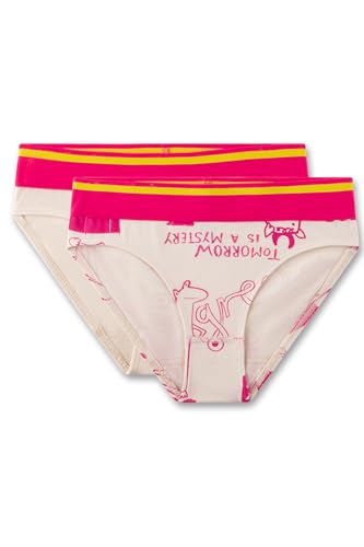 Sanetta Mädchen-Rioslip (Doppelpack) beige und beige mit Motivprint pink | Hochwertige und nachhaltige Unterhose für Mädchen aus Baumwoll-Mix. Inhalt: 2er Set Unterwäsche für Mädchen von Sanetta