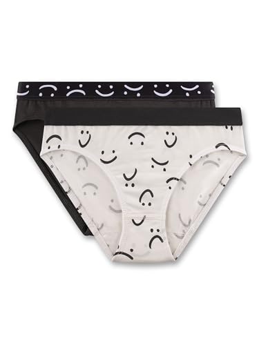Sanetta Mädchen-Rioslip (Doppelpack) schwarz & weiß Gesichter | Hochwertige und nachhaltige Unterhose für Mädchen aus Baumwoll-Mix. von Sanetta