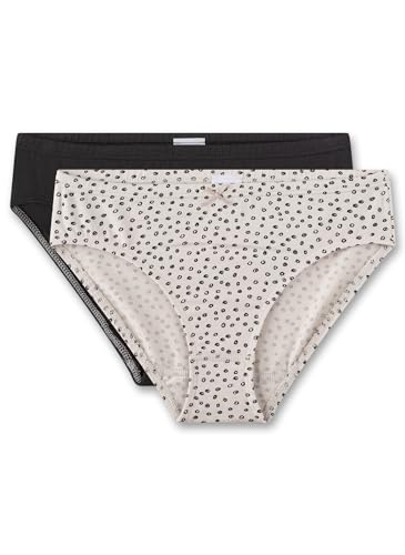 Sanetta Mädchen-Rioslips (Doppelpack) Beige & Schwarz | Hochwertige und nachhaltige Unterhose für Mädchen aus Bio-Baumwolle. Inhalt: 2er Set Unterwäsche für Mädchen 128 von Sanetta