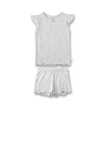 Sanetta Mädchen-Schlafanzug Blau | Hochwertiger und bequemer Schlafanzug aus Baumwoll-Modal-Mix für Mädchen. Kurzarm Schlafanzug mit Ballerinaprint | Pyjamaset für Mädchen von Sanetta