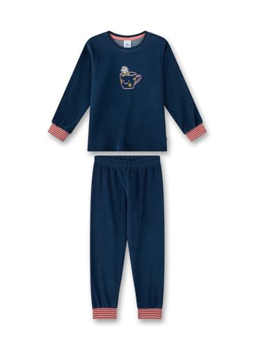Sanetta Mädchen-Schlafanzug Blau | Hochwertiger und bequemer Schlafanzug aus Baumwoll-Frottee für Mädchen. Langarm Schlafanzug mit Tassen Motiv | Pyjamaset für Mädchen von Sanetta