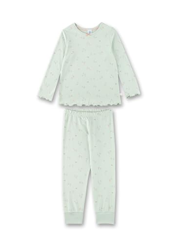 Sanetta Mädchen-Schlafanzug Grün | Hochwertiger und bequemer Schlafanzug aus Bio-Baumwolle für Mädchen. Langarm Schlafanzug mit Blümchen-Allover | Pyjamaset für Mädchen von Sanetta