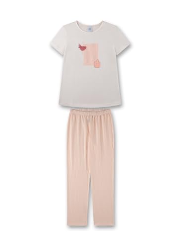 Sanetta Mädchen-Schlafanzug Kurzarm Off-White | Nachhaltiges und angenehmes Nachthemd aus Baumwoll-Modal-Mix für Mädchen. Nachtwäsche für Mädchen 140 von Sanetta