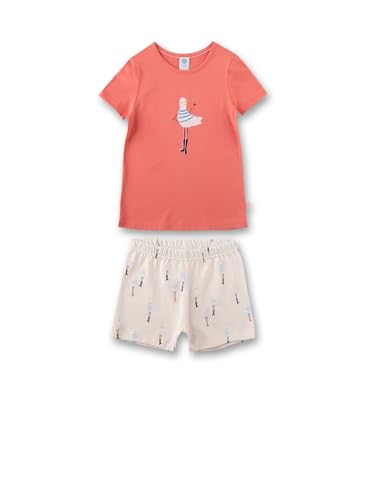 Sanetta Mädchen-Schlafanzug Rosa | Hochwertiger und bequemer Schlafanzug aus Bio-Baumwolle für Mädchen. Kurzarm Schlafanzug mit Möwenprint | Pyjamaset für Mädchen von Sanetta
