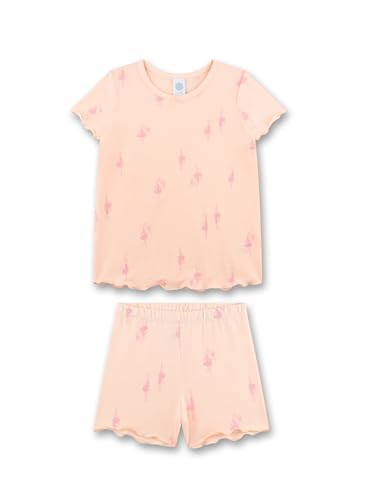 Sanetta Mädchen-Schlafanzug Rosa| Hochwertiger und bequemer Schlafanzug aus Modal-Mix für Mädchen. Kurzarm Schlafanzug mit Schwanen-Ballerina-Allover |Pyjamaset für Mädchen von Sanetta
