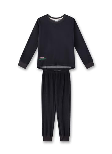 Sanetta Mädchen-Schlafanzug Grün | Hochwertiger und bequemer Schlafanzug aus Baumwoll-Frottee für Mädchen. Langarm Schlafanzug mit Wording | Pyjamaset für Mädchen von Sanetta