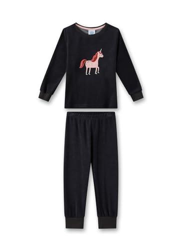 Sanetta Mädchen-Schlafanzug Einhorn Schwarz aus Frottee | Hochwertiger und bequemer Schlafanzug aus Frottée für Mädchen. Pyjamaset für Mädchen 104 von Sanetta