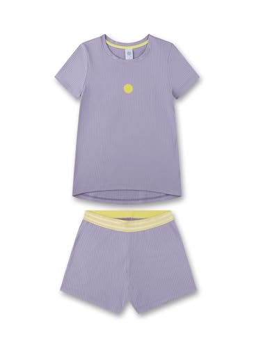 Sanetta Mädchen-Schlafanzug Violett| Hochwertiger und bequemer Schlafanzug aus Viskose-Mix für Mädchen. Kurzarm Schlafanzug aus Rippe |Pyjamaset für Mädchen von Sanetta