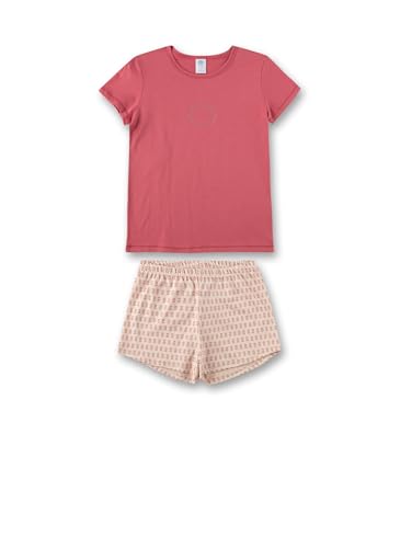Sanetta Mädchen-Schlafanzug kurz Rosa | Hochwertiger und bequemer Schlafanzug aus Bio-Baumwolle für Mädchen. Kurzarm Schlafanzug mit Blumenprint | Pyjamaset für Mädchen von Sanetta