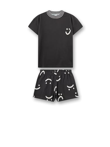 Sanetta Mädchen-Schlafanzug kurz grau Gesichter | Hochwertiger und bequemer Schlafanzug aus Baumwolle für Mädchen. von Sanetta