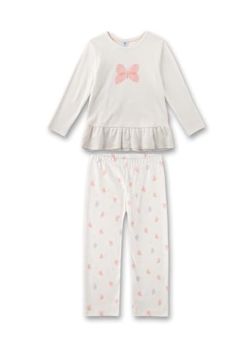 Sanetta Mädchen-Schlafanzug lang Off-White | Hochwertiger und bequemer Schlafanzug aus Bio-Baumwolle für Mädchen. Pyjamaset für Mädchen 104 von Sanetta