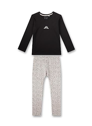 Sanetta Mädchen-Schlafanzug lang Schwarz | Bequemer Schlafanzug für Mädchen lang. | Pyjamaset Größe 140 von Sanetta