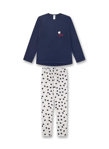 Sanetta Mädchen-Schlafanzug lang blau | Hochwertiger und bequemer Schlafanzug aus Baumwolle für Mädchen. Pyjamaset für Mädchen 128 von Sanetta