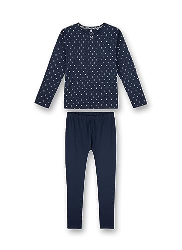 Sanetta Mädchen-Schlafanzug Dunkelblau Dots-Allover | Hochwertiger und bequemer Schlafanzug aus Baumwolle für Mädchen. Pyjamaset für Mädchen 128 von Sanetta