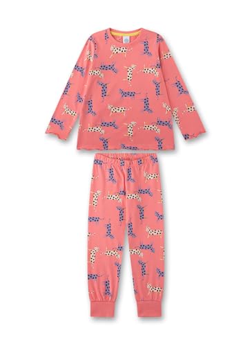 Sanetta Mädchen-Schlafanzug Rosa | Hochwertiger und bequemer Schlafanzug aus Baumwolle für Mädchen. Langarm Schlafanzug mit Leo-Katzen-Allover | Pyjamaset für Mädchen von Sanetta