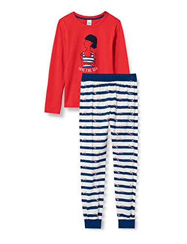 Sanetta Mädchen Schlafanzug lang rot Pyjamaset, fire Thorn, 164 von Sanetta