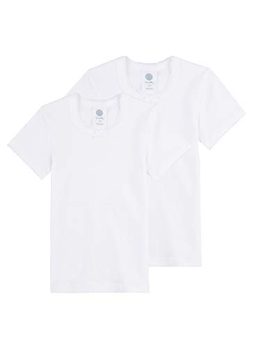 Sanetta Mädchen T-Shirt mit Crochetta Spitze im Doppelpack aus Biobaumwolle - Made in Europe - weiß (10), 176 von Sanetta