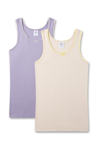 Sanetta Mädchen-Unterhemd (Doppelpack) off-white | Hochwertiges und nachhaltiges Unterhemd für Mädchen aus Baumwoll-Mix. Inhalt: 2er Set Unterwäsche für Mädchen 152 von Sanetta