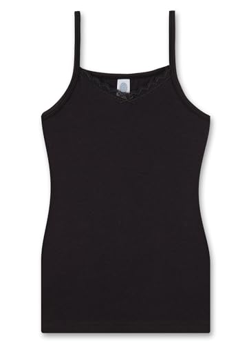 Sanetta Mädchen-Unterhemd Schwarz | Hochwertiges und nachhaltiges Unterhemd für Mädchen aus Baumwoll-Mix. Unterwäsche für Mädchen 152 von Sanetta
