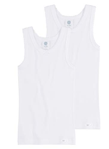 Sanetta Mädchen Unterhemd mit Breiten Trägern im Doppelpack aus Biobaumwolle - Made in Europe - weiß (10), 176 von Sanetta