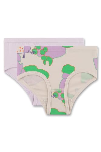 Sanetta Mädchen-Unterhose Beige| Hochwertige und nachhaltige Unterhose für Mädchen aus Baumwoll-Mix. Slip mit Frosch-Allover | Inhalt: 2er Set Unterwäsche für Mädchen von Sanetta