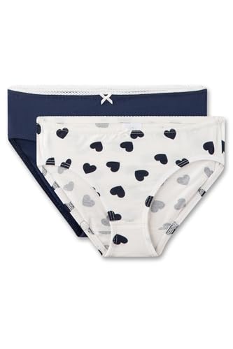 Sanetta Mädchen-Slips (Doppelpack) Off-White & dunkelblau | Hochwertige und nachhaltige Unterhose für Mädchen aus Baumwoll-Mix. Inhalt: 2er Set Unterwäsche für Mädchen von Sanetta