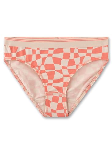 Sanetta Mädchen-Unterhose Orange | Hochwertige und nachhaltige Unterhose für Mädchen aus Bio-Baumwolle. Slip mit Webbund und Karo-Allover | Unterwäsche für Mädchen von Sanetta