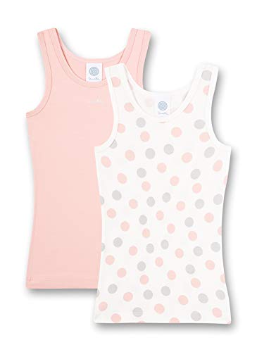 Sanetta Mädchen-Unterhemd (Doppelpack) Dots-Allover und Rosa | Hochwertiges und nachhaltiges Unterhemd für Mädchen aus Baumwolle. Inhalt: 2er Set Unterwäsche für Mädchen von Sanetta