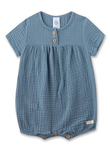 Sanetta Baby-Strampler kurz blau aus Musselin | Praktischer und bequemer Spieler aus Bio-Baumwolle für Jungen. Baby Overall von Sanetta