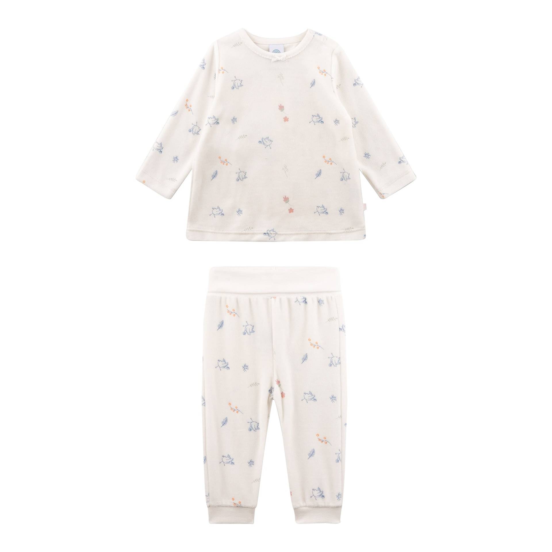 Sanetta Nicki-Schlafanzug lang Vögel von Sanetta