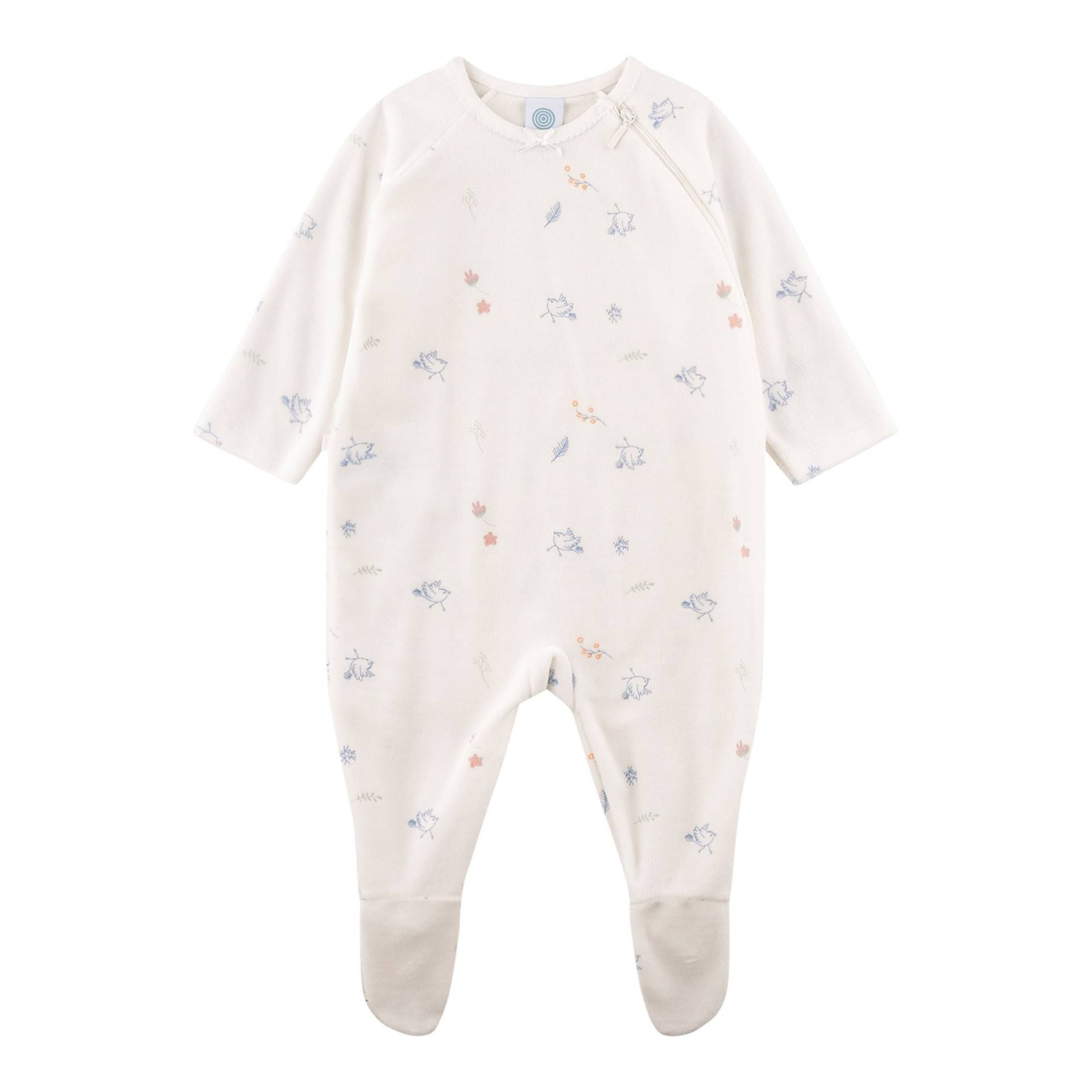 Sanetta Nicki-Schlafoverall mit Fuß Vögel von Sanetta