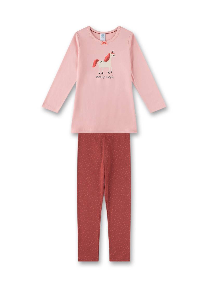 Sanetta - Pyjama long, uni w. motif powder pink - Gr. - 104 von Sanetta
