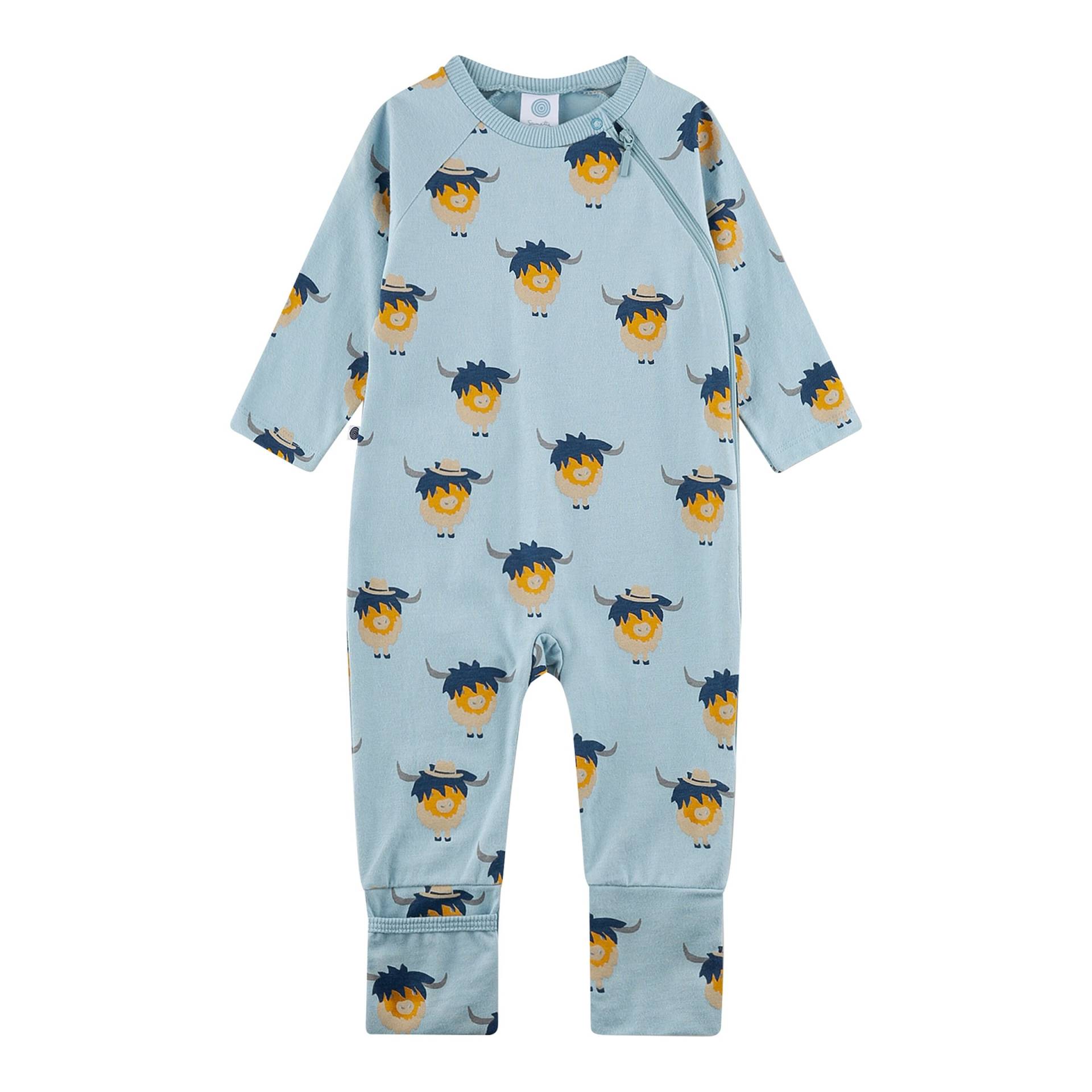 Sanetta Schlafoverall mit Klappfuß Highland Cattle von Sanetta