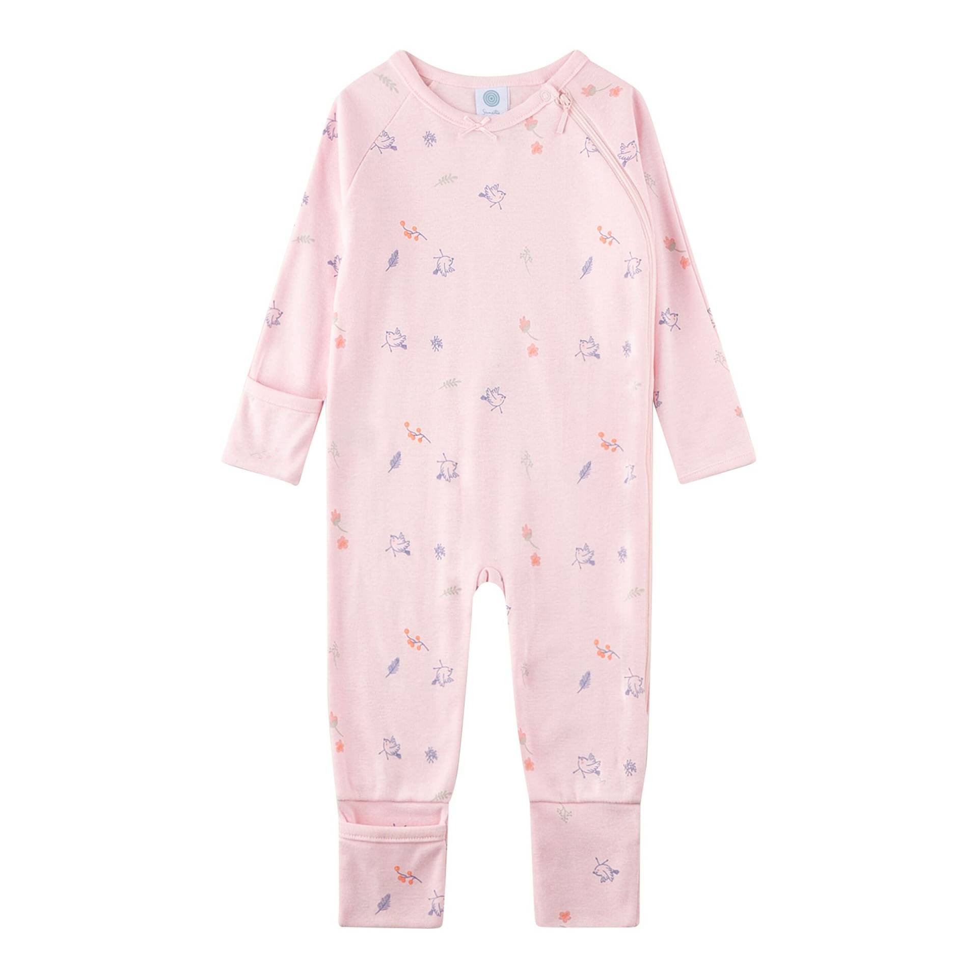Sanetta Schlafoverall mit Klappfuß Vögel von Sanetta