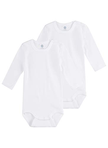 Sanetta Unisex Body Langarm im Doppelpack aus Bio-Baumwolle, weiß, 86 von Sanetta