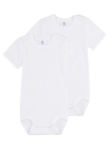Sanetta Unisex Body halbarm im Doppelpack aus Bio-Baumwolle, weiß, 80 von Sanetta