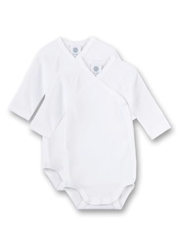 Sanetta Wickelbody langarm (Doppelpack) Weiß | Nachhaltiger und süßer Wickelbody für Babys aus Bio-Baumwolle. Inhalt: 2er Set Baby Wickelbody von Sanetta