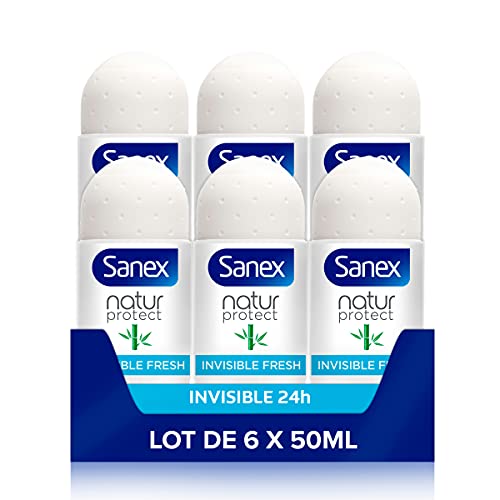 SANEX - Deodorant hautfreundlich – Natur Protect unsichtbar & Fresh Bambuskugel – Damen und Herren – 6 Stück à 50 ml von Sanex
