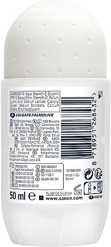 SANEX - Deodorant mit 0% sensitiver Kugel – Deodorant für Damen und Herren – 24 Stunden wirksam – ohne Alkohol, ohne Aluminiumsalze – 6 Rollen à 50 ml von Sanex