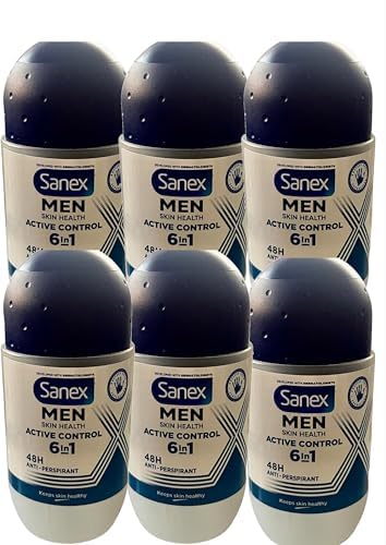 Sanex Men Active Control Deodorant für Herren, Roll-on, 6er Pack (6 x 50 ml) von Sanex