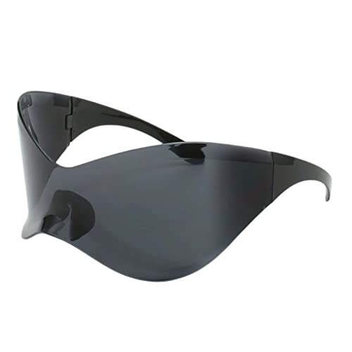 Sanfiyya Futuristische Sonnenbrille, Außerirdische Wickel um Schild Sonnenbrille, Radrlässe für Männer Frauen (schwarz) von Sanfiyya