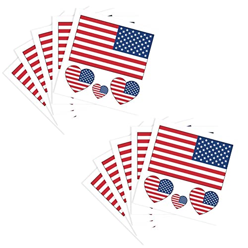 Amerikanische Flagge Temporäre Tattoos 10 Blätter Usa Party Independence Day Heart Aufkleber 4. Juli Körperkunstdekoration Für Gesichtsarm von Sanfly