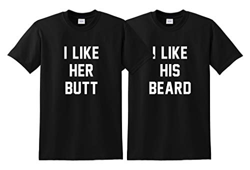 I Like Her Butt His Beard Top Matching Couple Set Funny T-Shirt Gr. X-Large, Schwarz von Sanfran Clothing